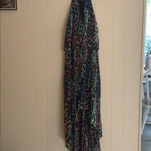 High-low Pleated Animal Print Dress